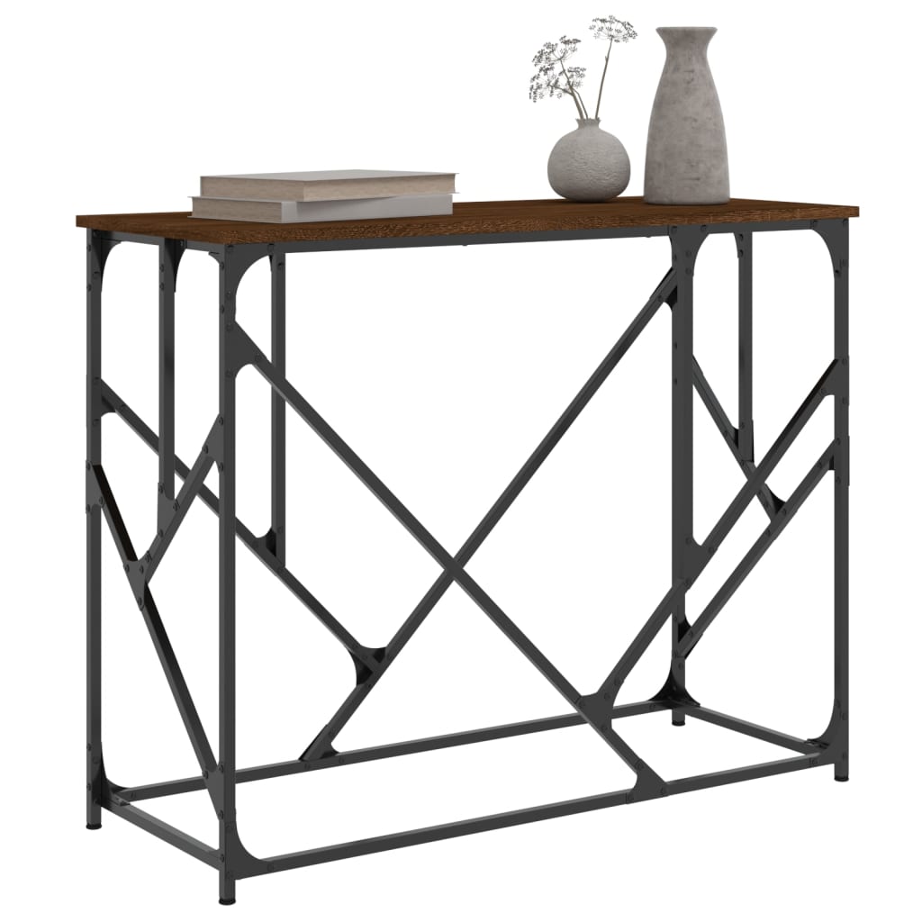 konsolbord 100x40x80 cm konstrueret træ brun egetræsfarve