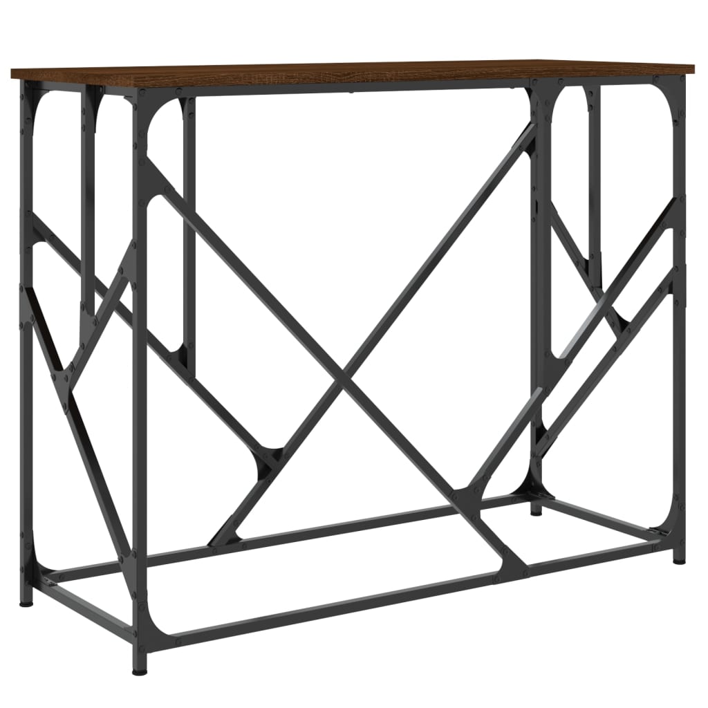 konsolbord 100x40x80 cm konstrueret træ brun egetræsfarve