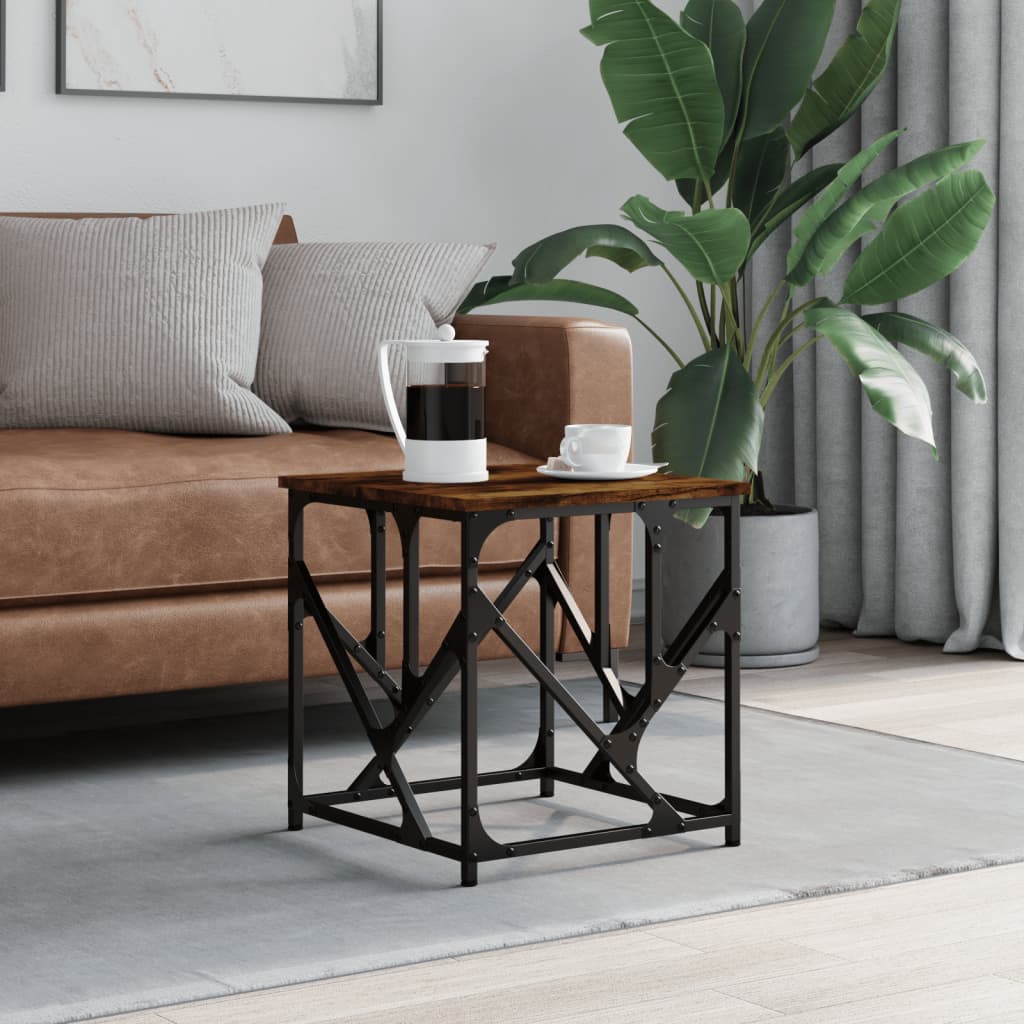 sofabord 45x45x47,5 cm konstrueret træ røget egetræsfarve