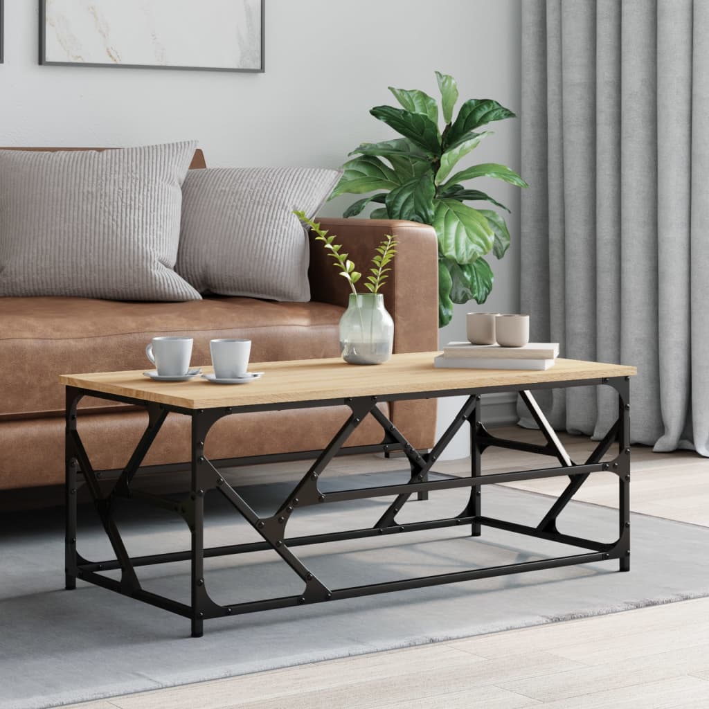 sofabord 100x50x40 cm konstrueret træ sonoma-eg