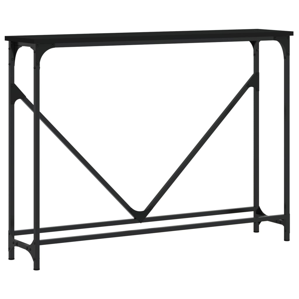 konsolbord 102x22,5x75 cm konstrueret træ sort
