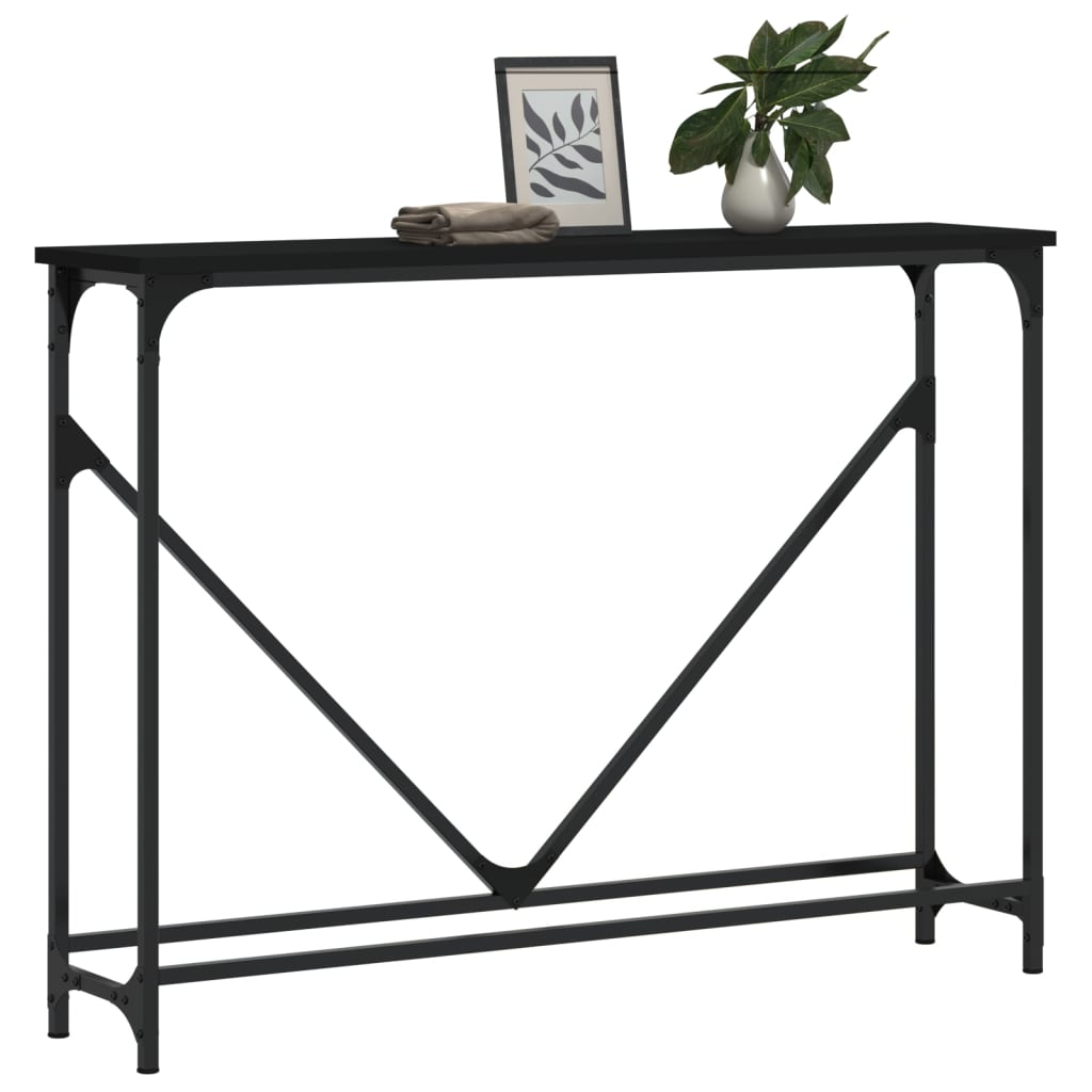 konsolbord 102x22,5x75 cm konstrueret træ sort