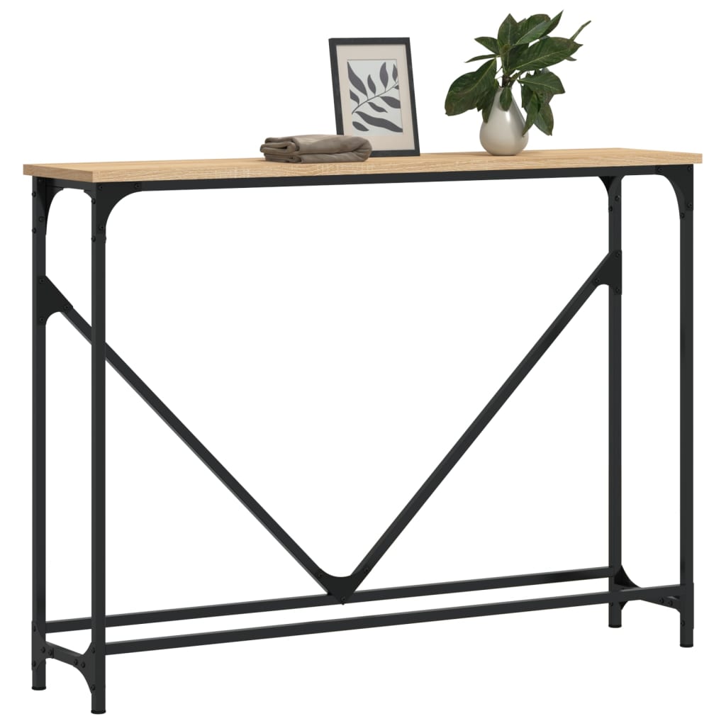 konsolbord 102x22,5x75 cm konstrueret træ sonoma-eg
