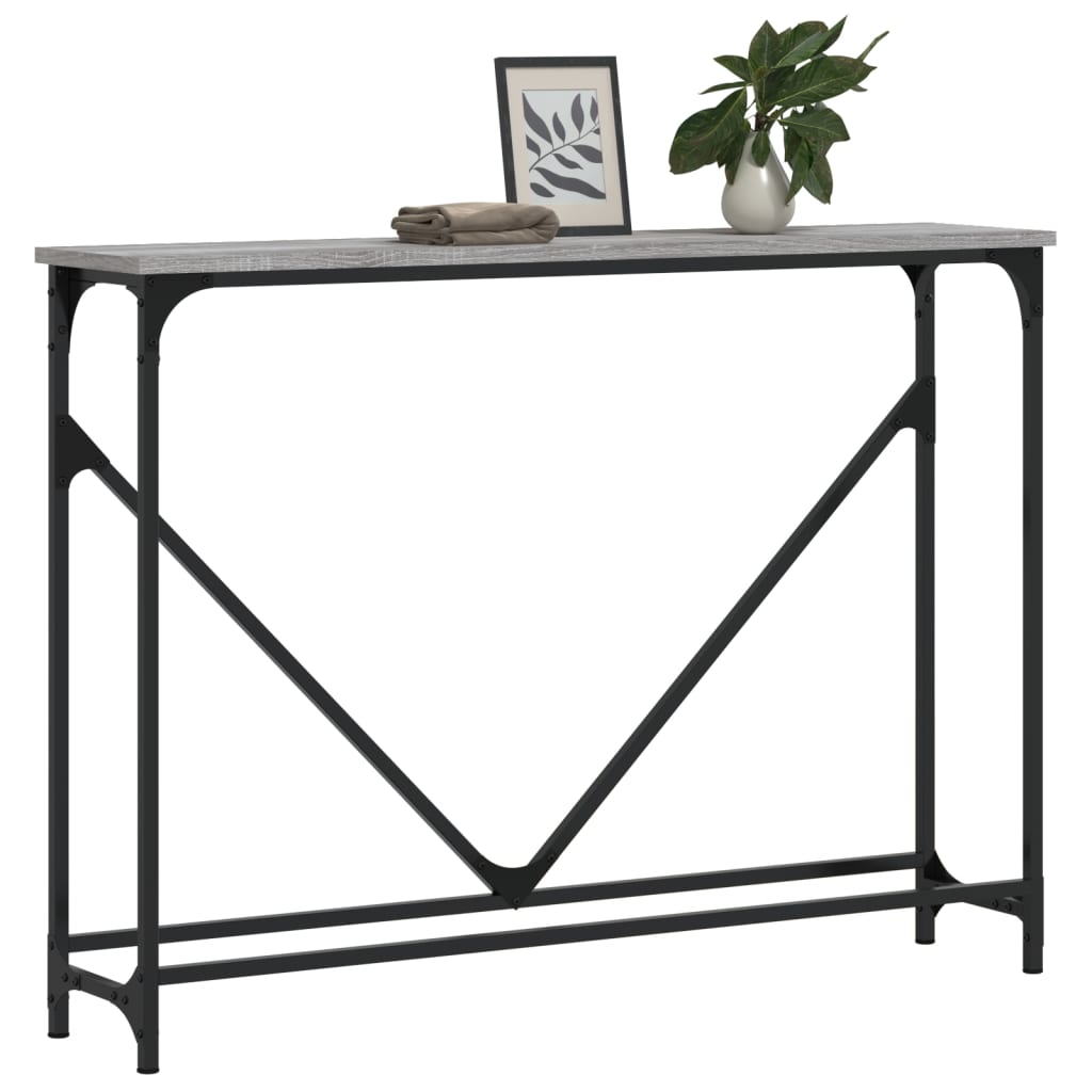 konsolbord 102x22,5x75 cm konstrueret træ grå sonoma-eg