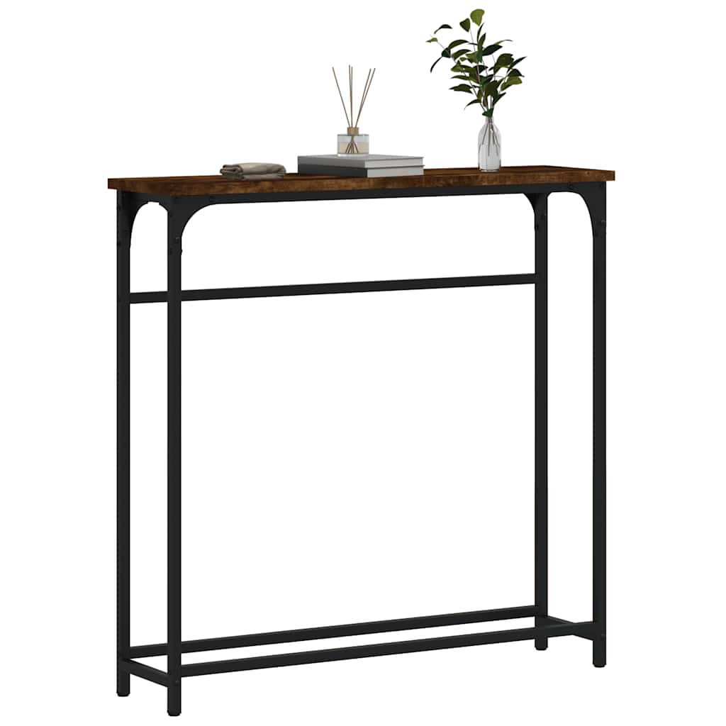 konsolbord 75x19,5x75 cm konstrueret træ røget egetræsfarve