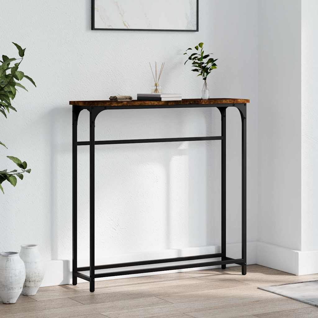 konsolbord 75x19,5x75 cm konstrueret træ røget egetræsfarve