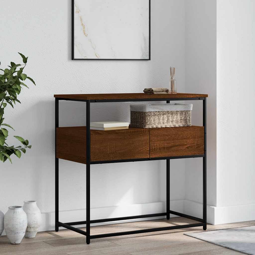 konsolbord 75x40x75 cm konstrueret træ brun egetræsfarve