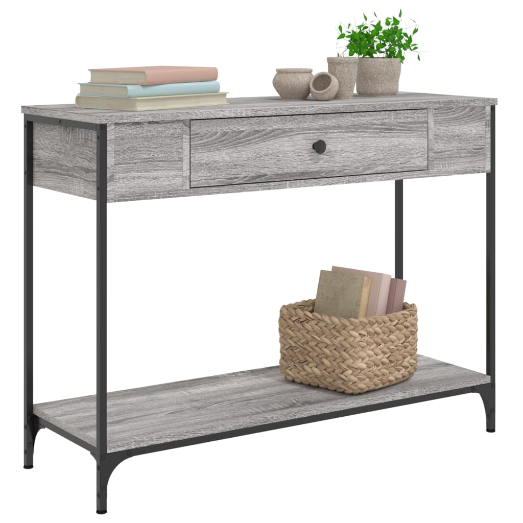 konsolbord 100x34,5x75 cm konstrueret træ grå sonoma-eg