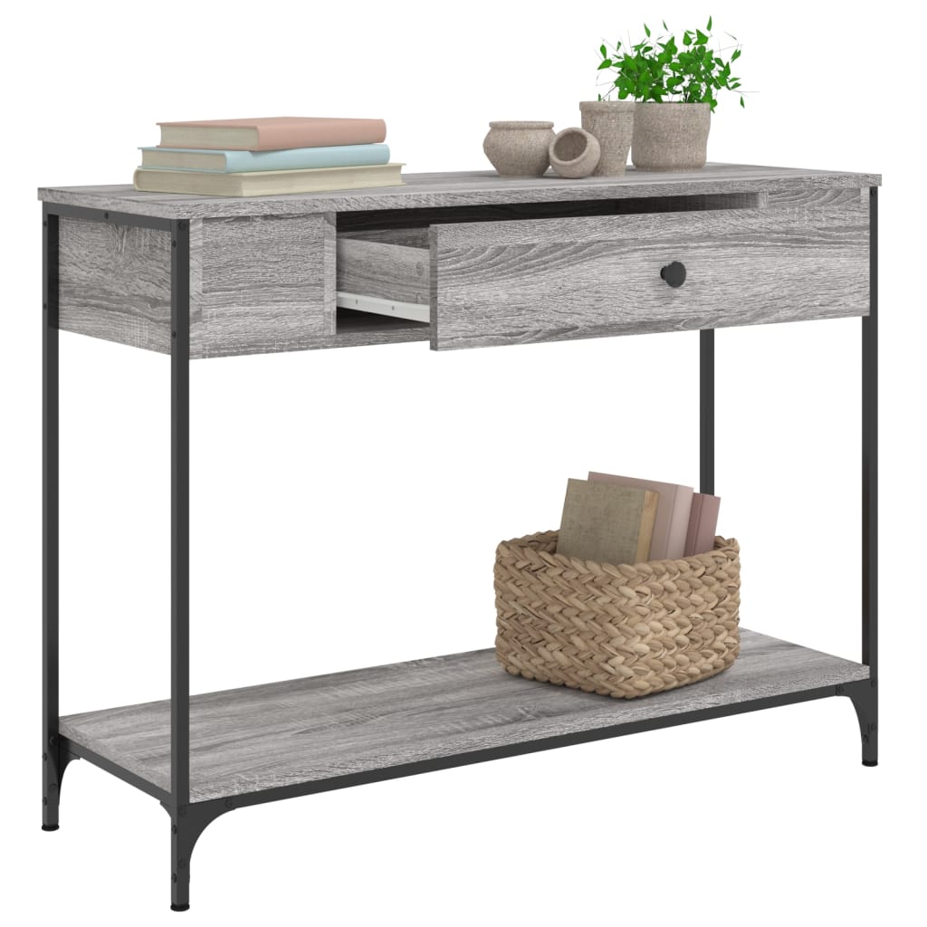 konsolbord 100x34,5x75 cm konstrueret træ grå sonoma-eg