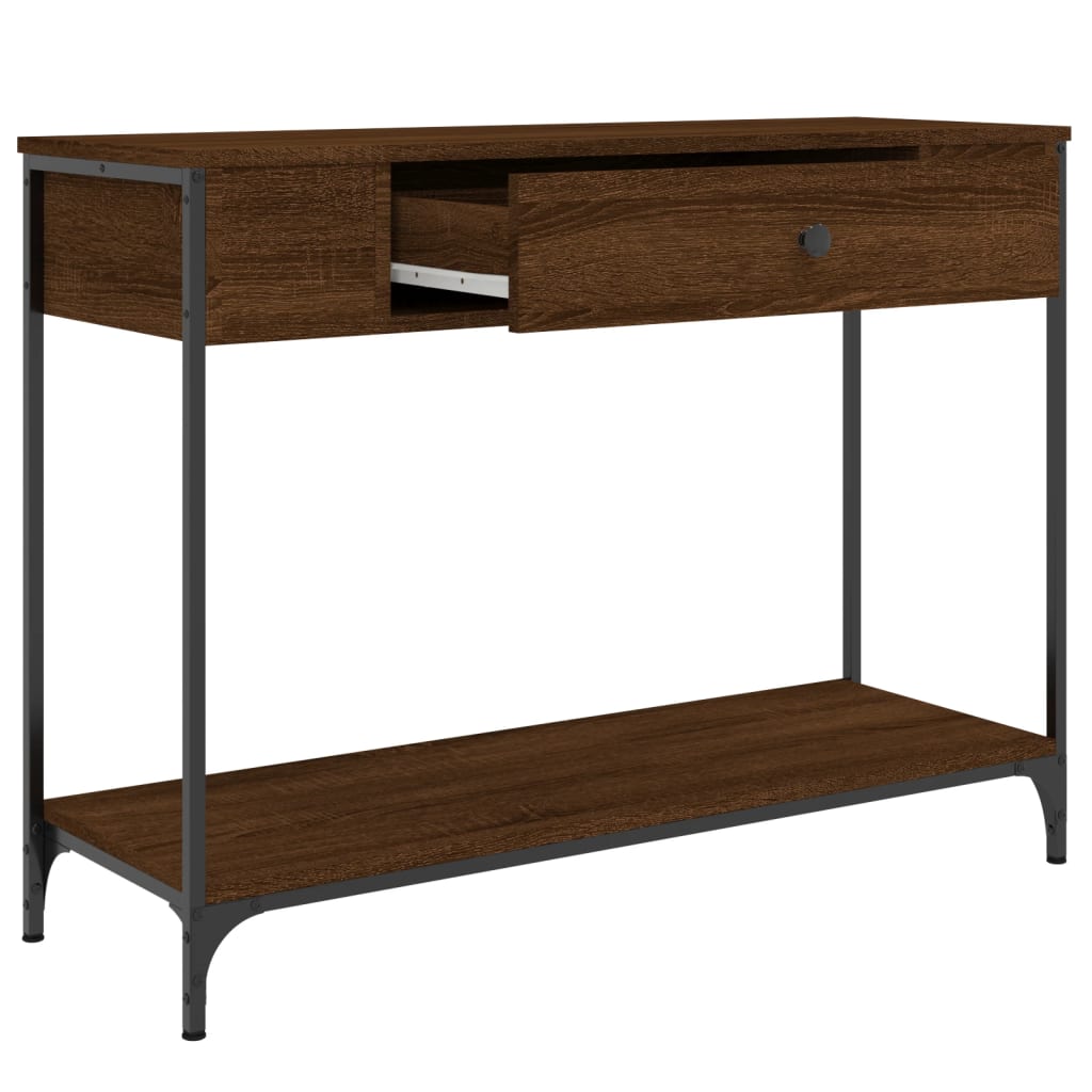 konsolbord 100x34,5x75 cm konstrueret træ brunt egetræ
