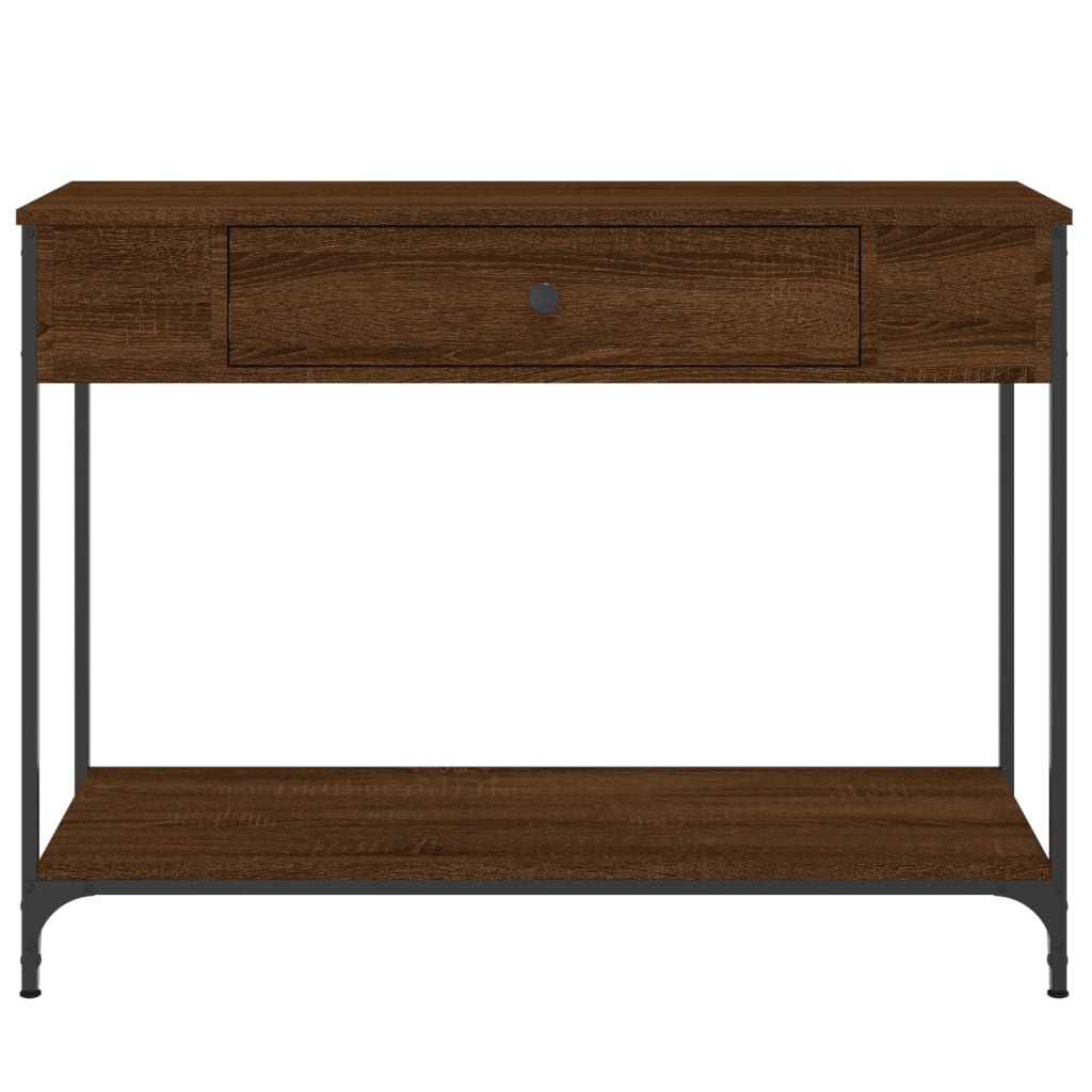 konsolbord 100x34,5x75 cm konstrueret træ brunt egetræ