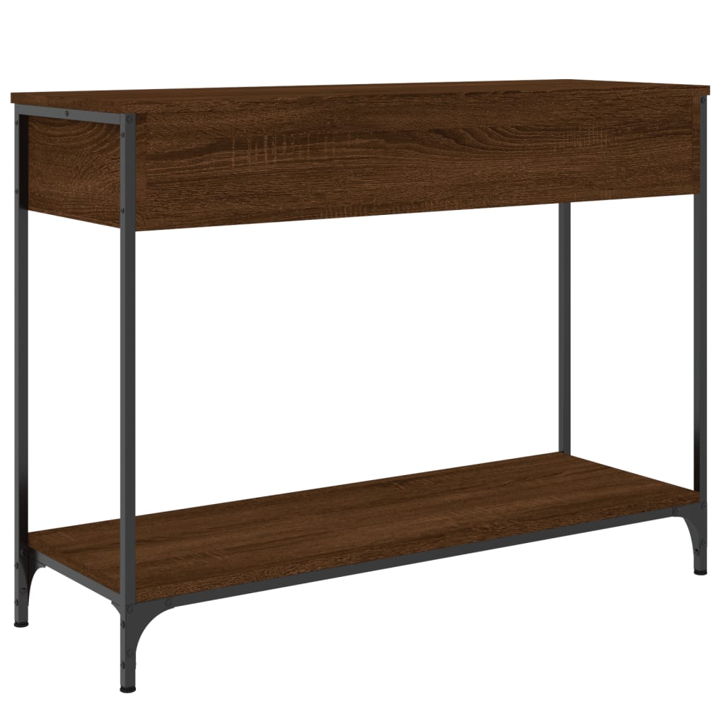 konsolbord 100x34,5x75 cm konstrueret træ brunt egetræ