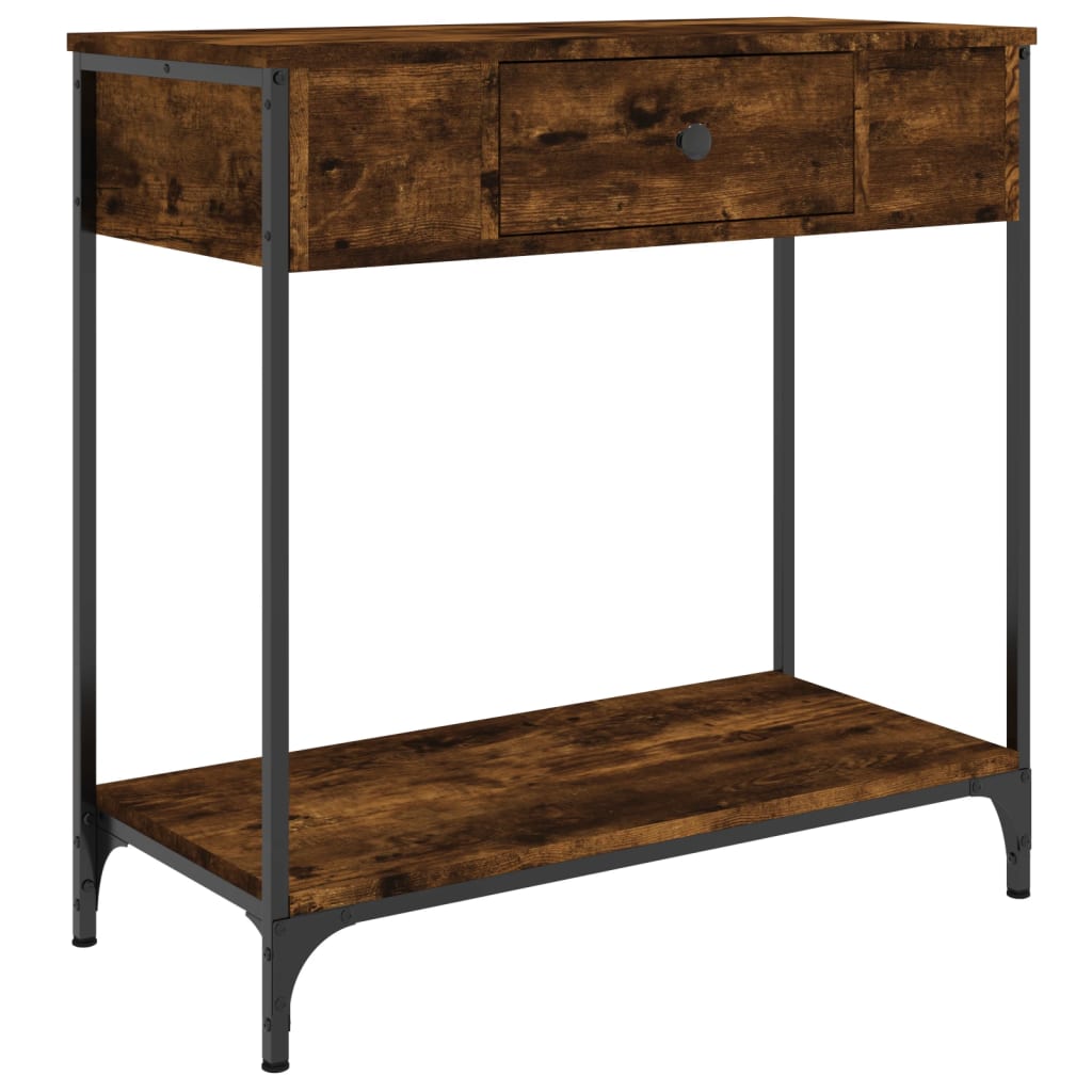 konsolbord 75x34,5x75 cm konstrueret træ røget egetræsfarve
