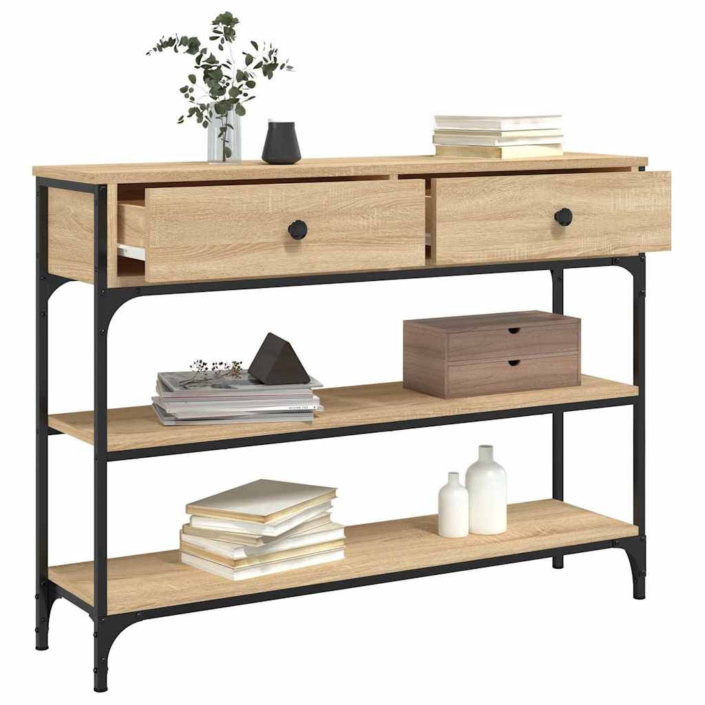 konsolbord 100x25x75 cm konstrueret træ sonoma-eg