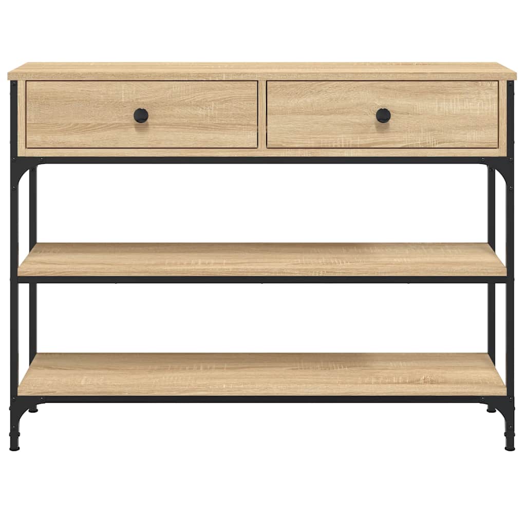konsolbord 100x25x75 cm konstrueret træ sonoma-eg