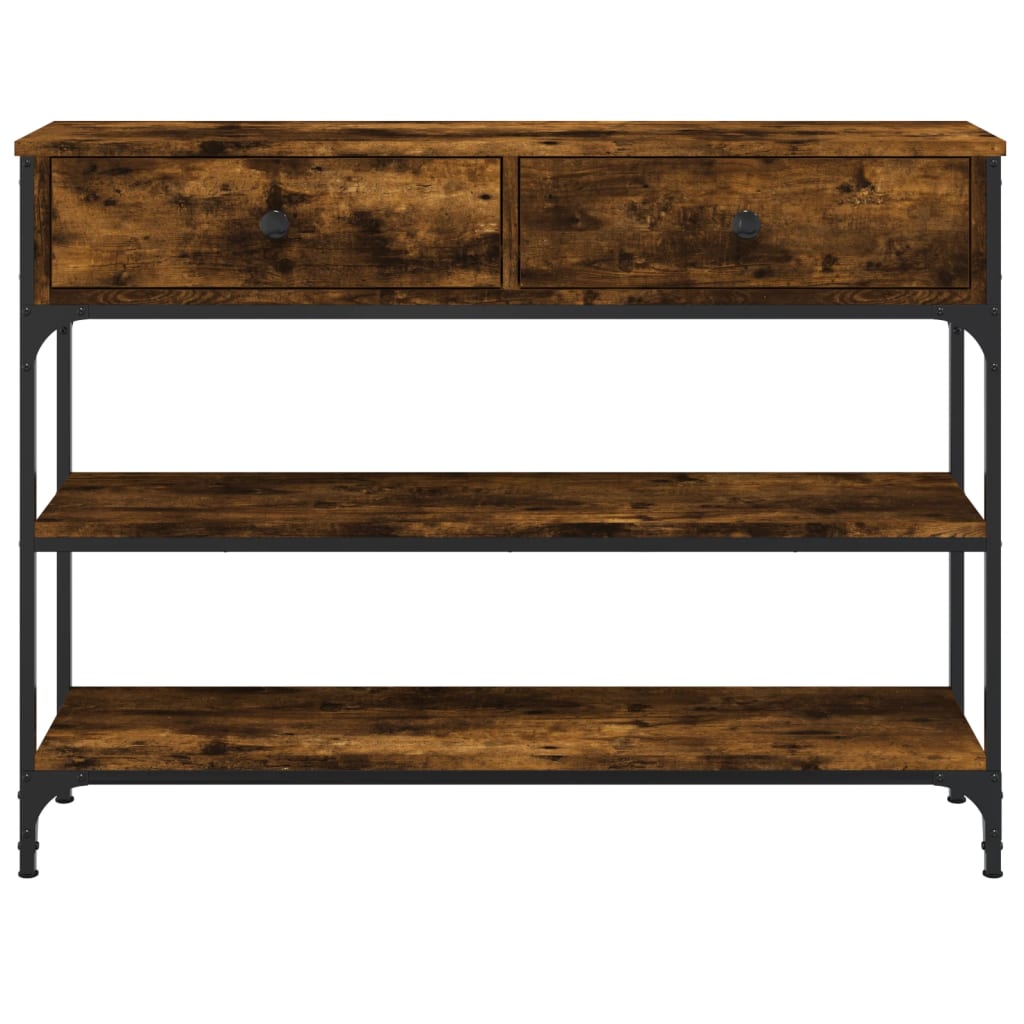 konsolbord 100x25x75 cm konstrueret træ røget egetræsfarve