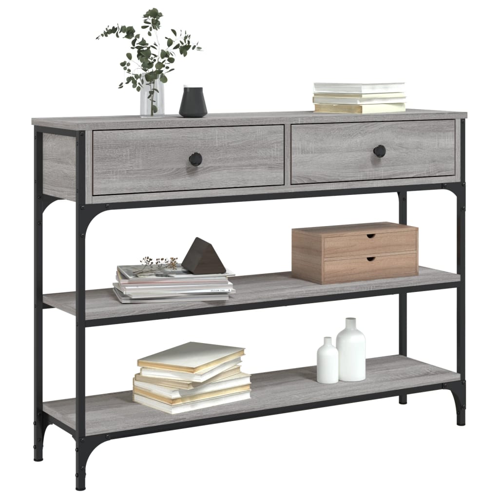 konsolbord 100x25x75 cm konstrueret træ grå sonoma-eg