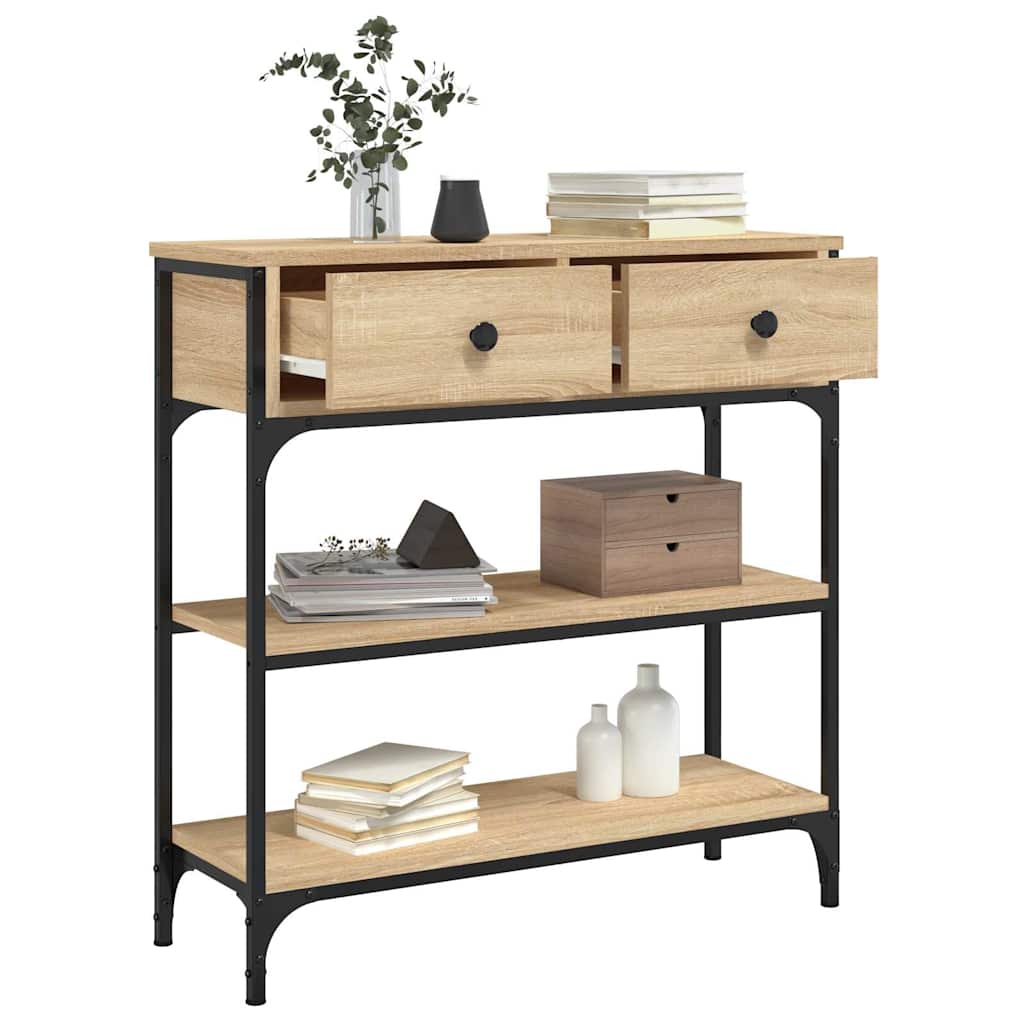 konsolbord 72,5x25x75 cm konstrueret træ sonoma-eg