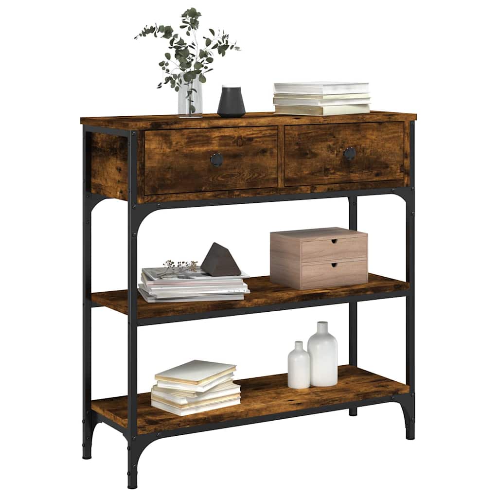 konsolbord 72,5x25x75 cm konstrueret træ røget egetræsfarve