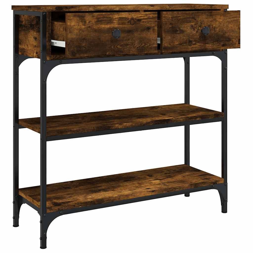 konsolbord 72,5x25x75 cm konstrueret træ røget egetræsfarve