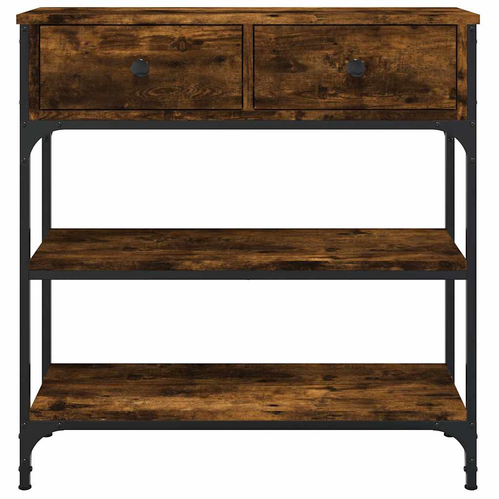 konsolbord 72,5x25x75 cm konstrueret træ røget egetræsfarve