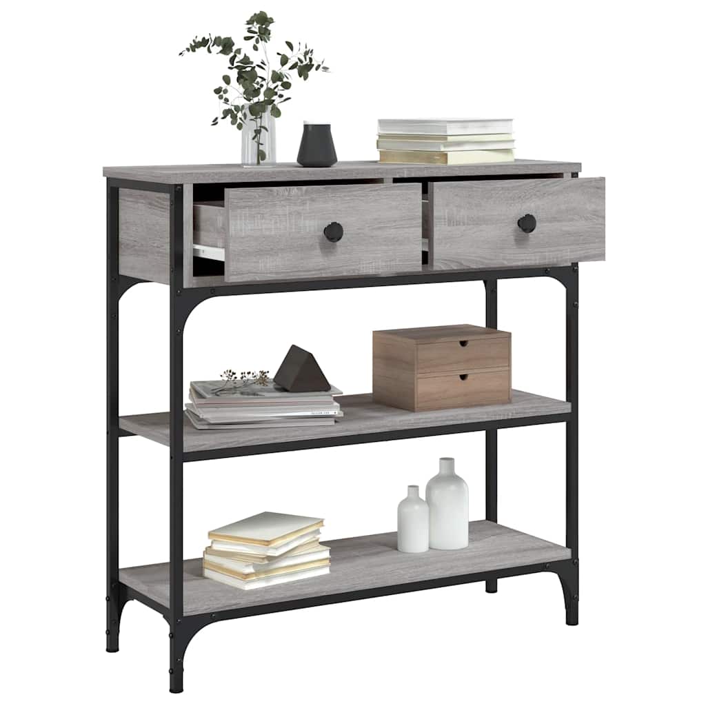 konsolbord 72,5x25x75 cm konstrueret træ grå sonoma-eg