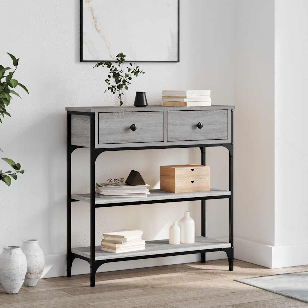 konsolbord 72,5x25x75 cm konstrueret træ grå sonoma-eg