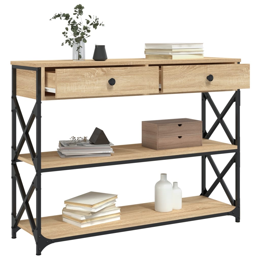 konsolbord 100x28x75 cm konstrueret træ sonoma-eg