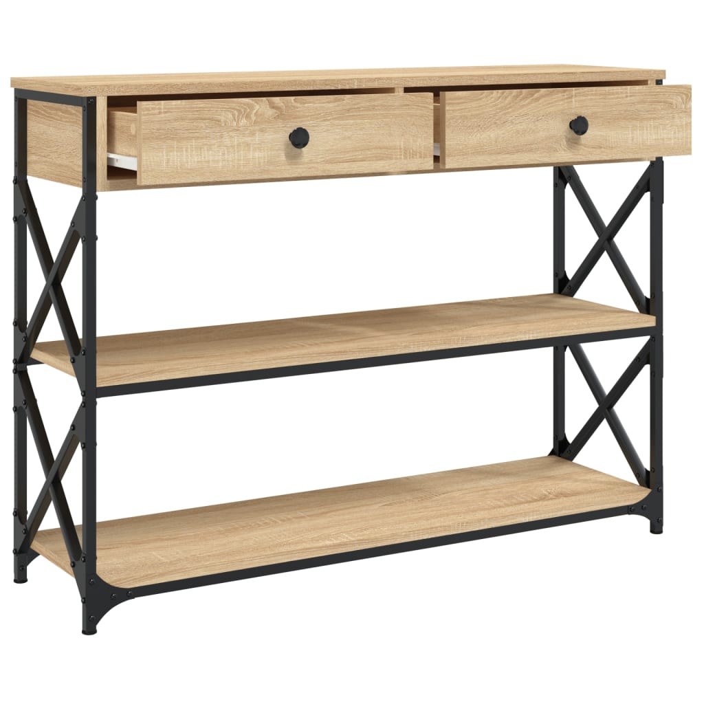 konsolbord 100x28x75 cm konstrueret træ sonoma-eg