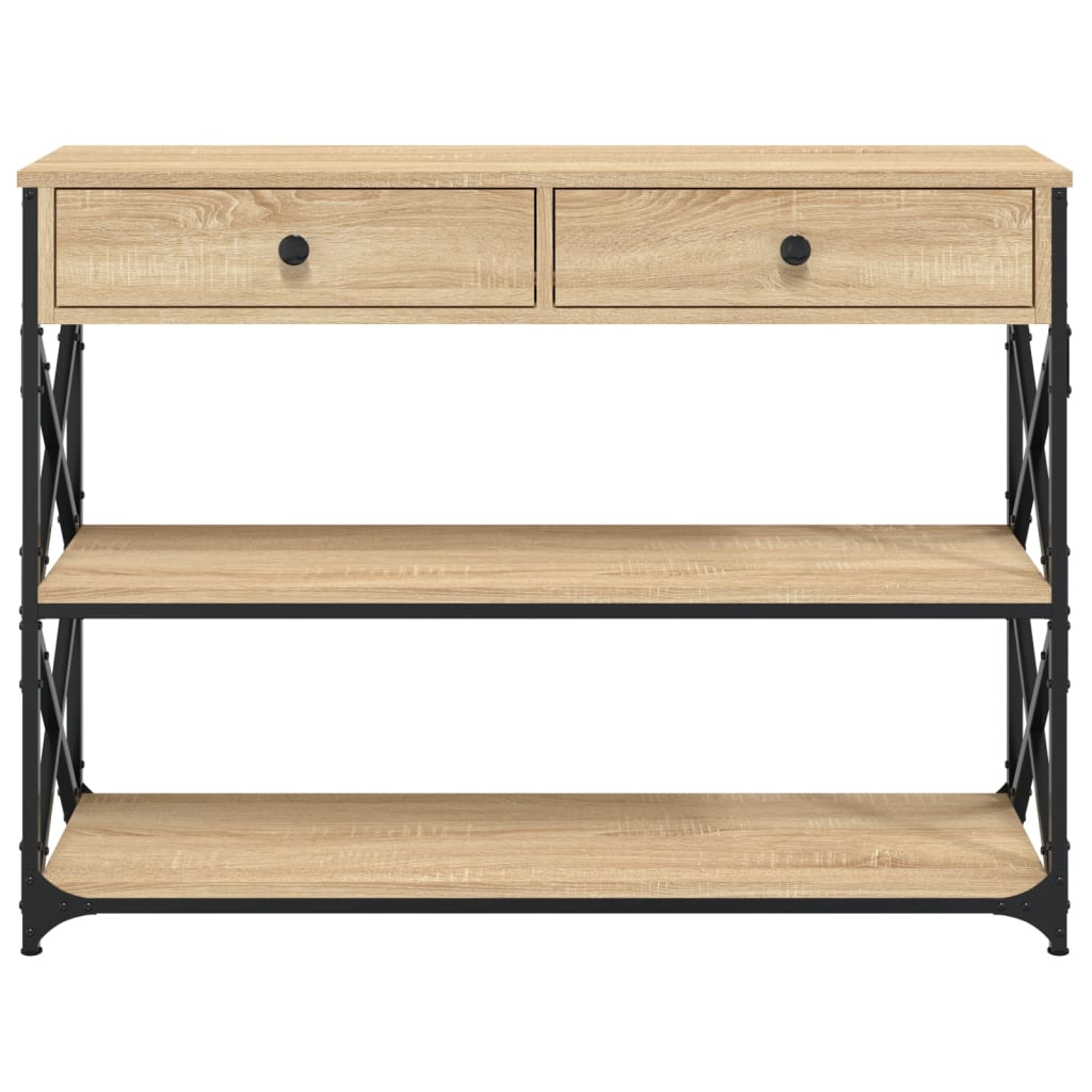 konsolbord 100x28x75 cm konstrueret træ sonoma-eg