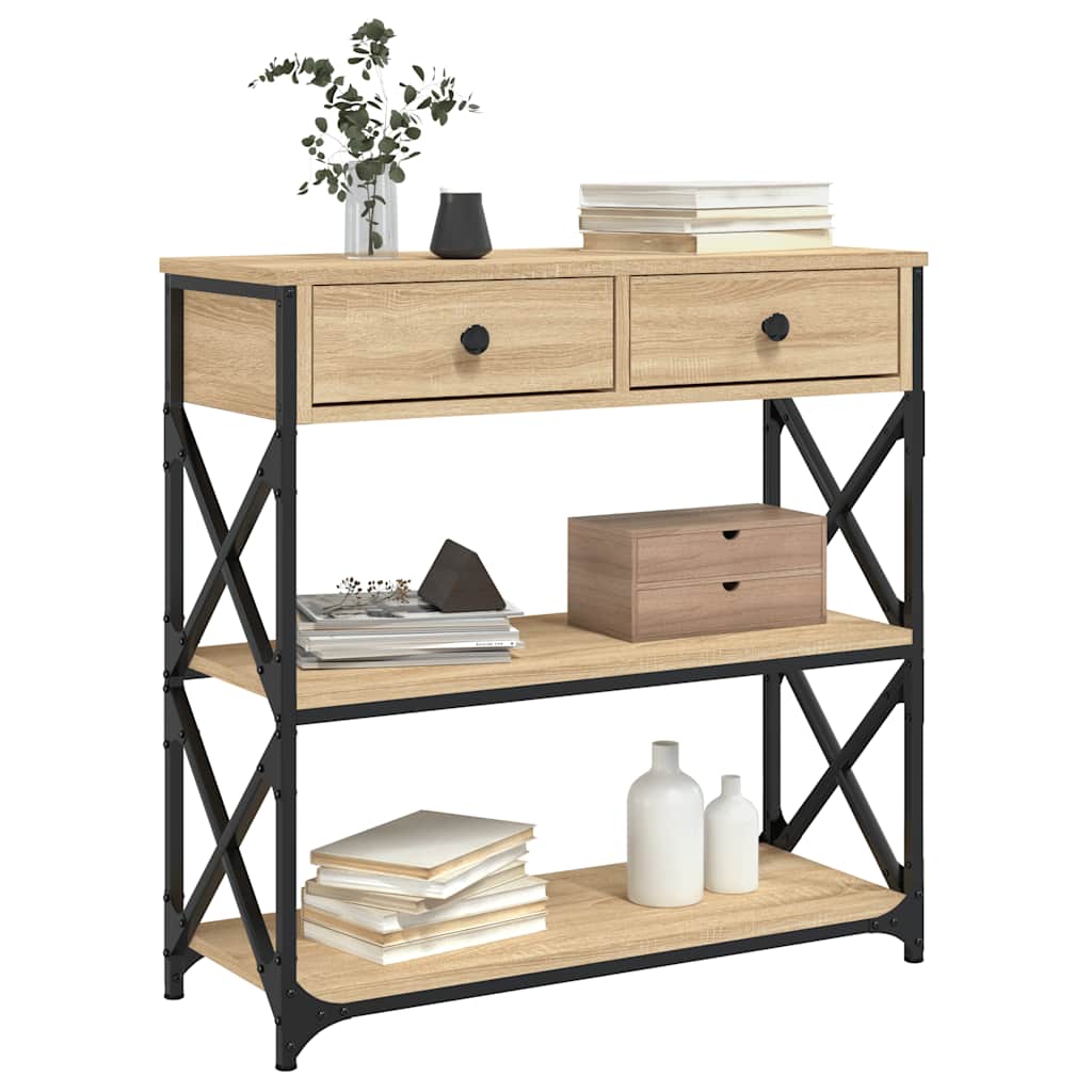 konsolbord 75x28x75 cm konstrueret træ sonoma-eg