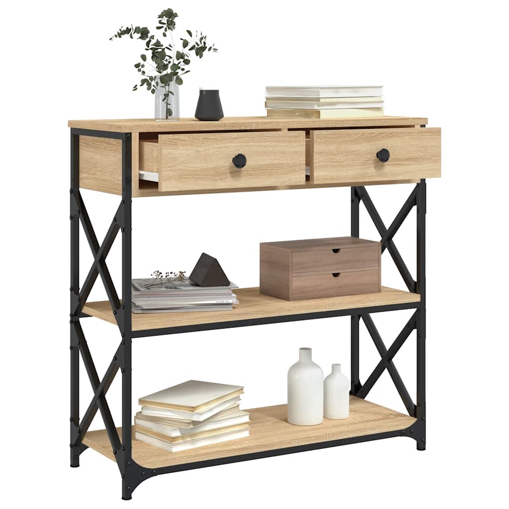 konsolbord 75x28x75 cm konstrueret træ sonoma-eg