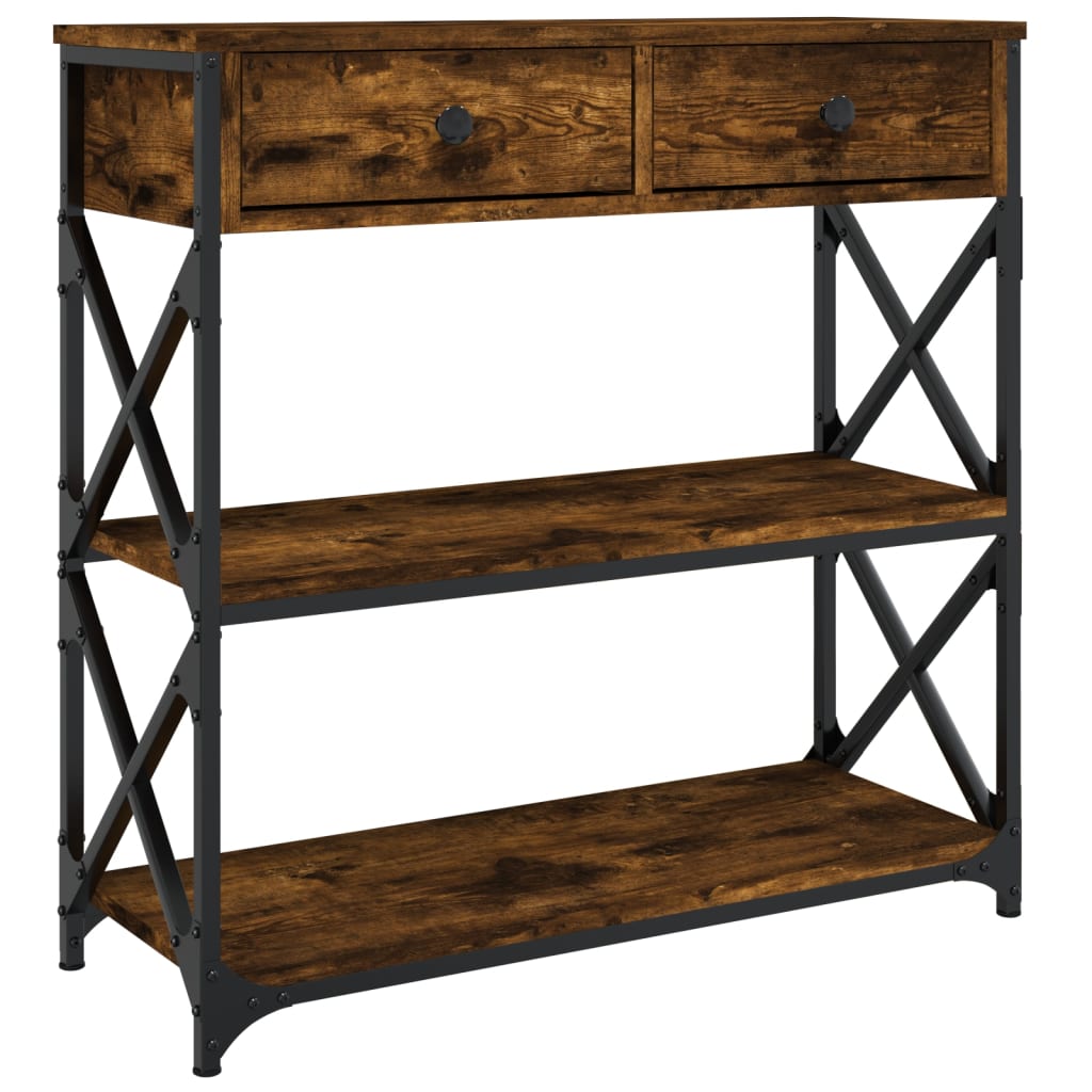 konsolbord 75x28x75 cm konstrueret træ røget egetræsfarve