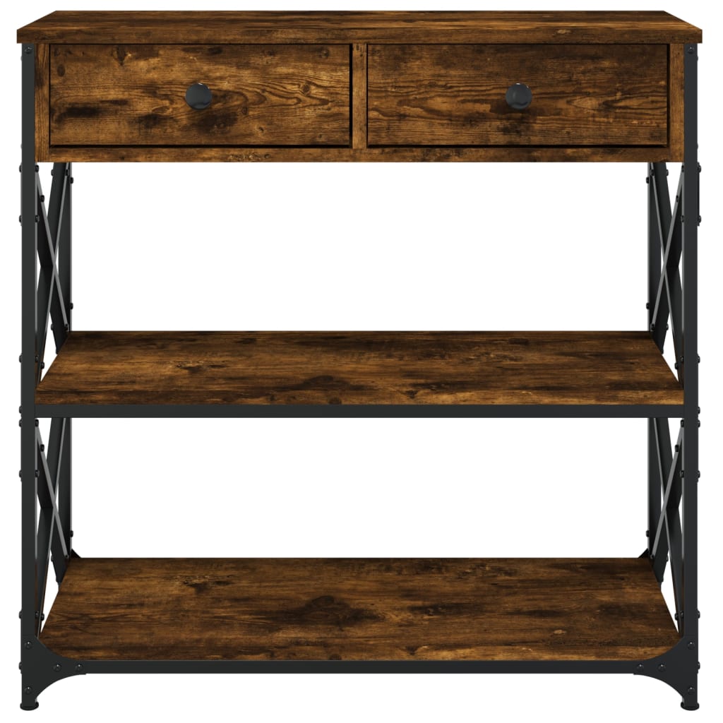konsolbord 75x28x75 cm konstrueret træ røget egetræsfarve
