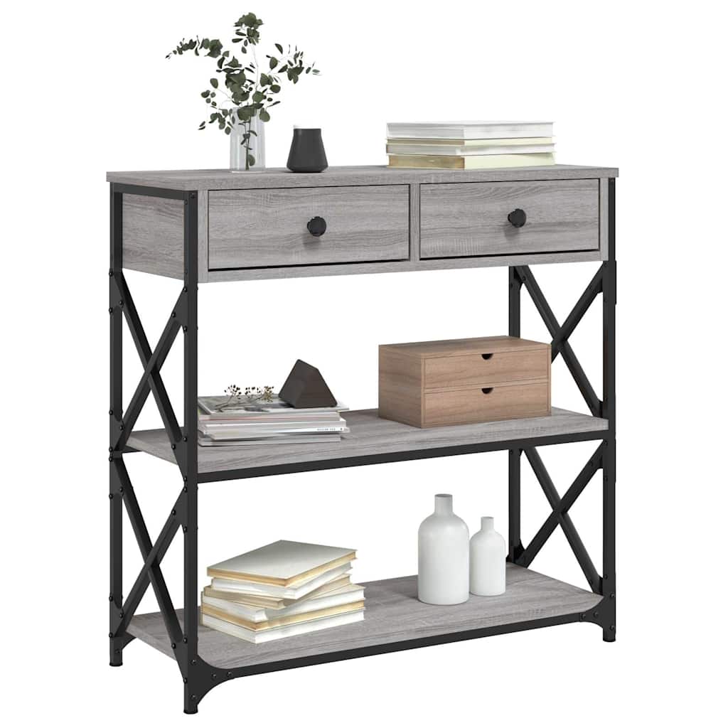 konsolbord 75x28x75 cm konstrueret træ grå sonoma-eg