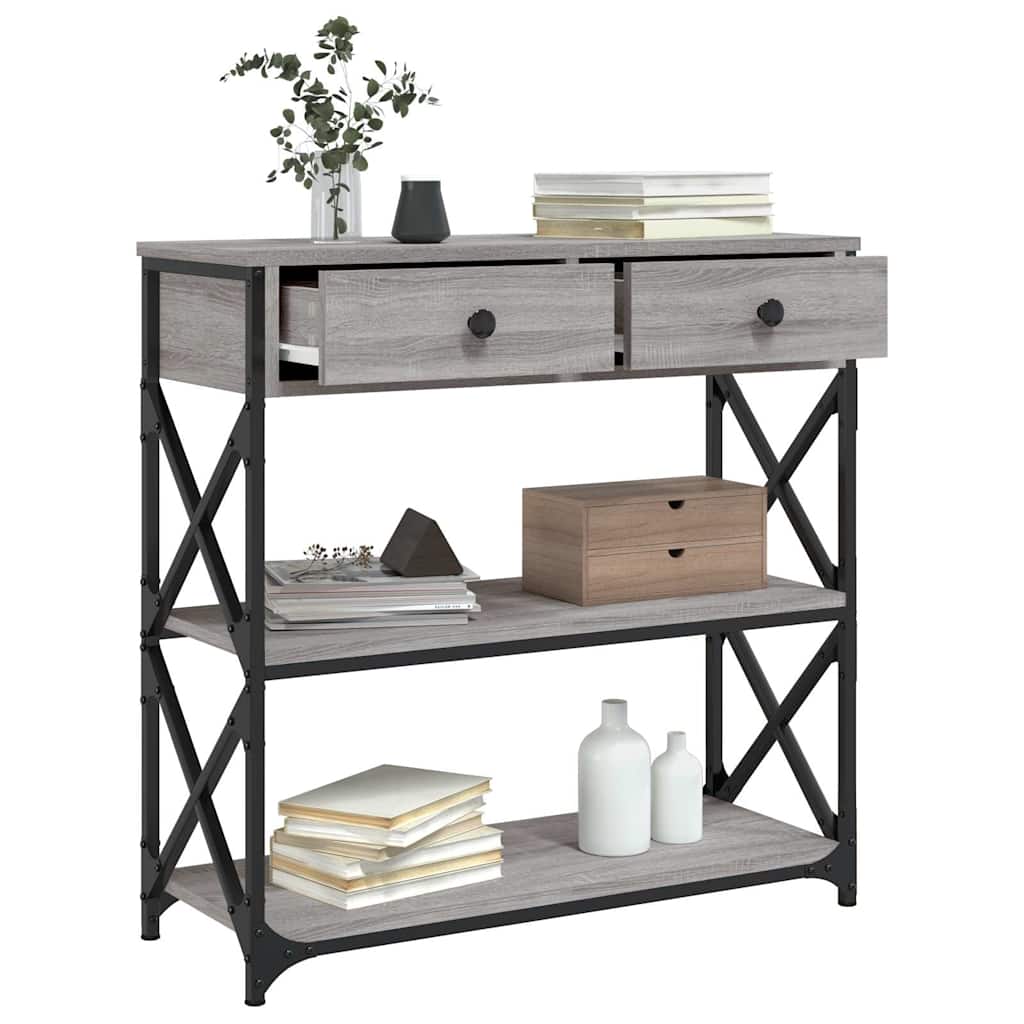 konsolbord 75x28x75 cm konstrueret træ grå sonoma-eg