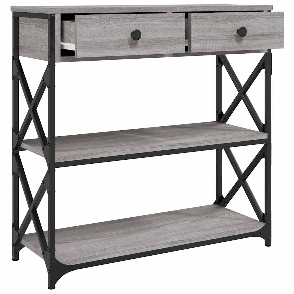 konsolbord 75x28x75 cm konstrueret træ grå sonoma-eg