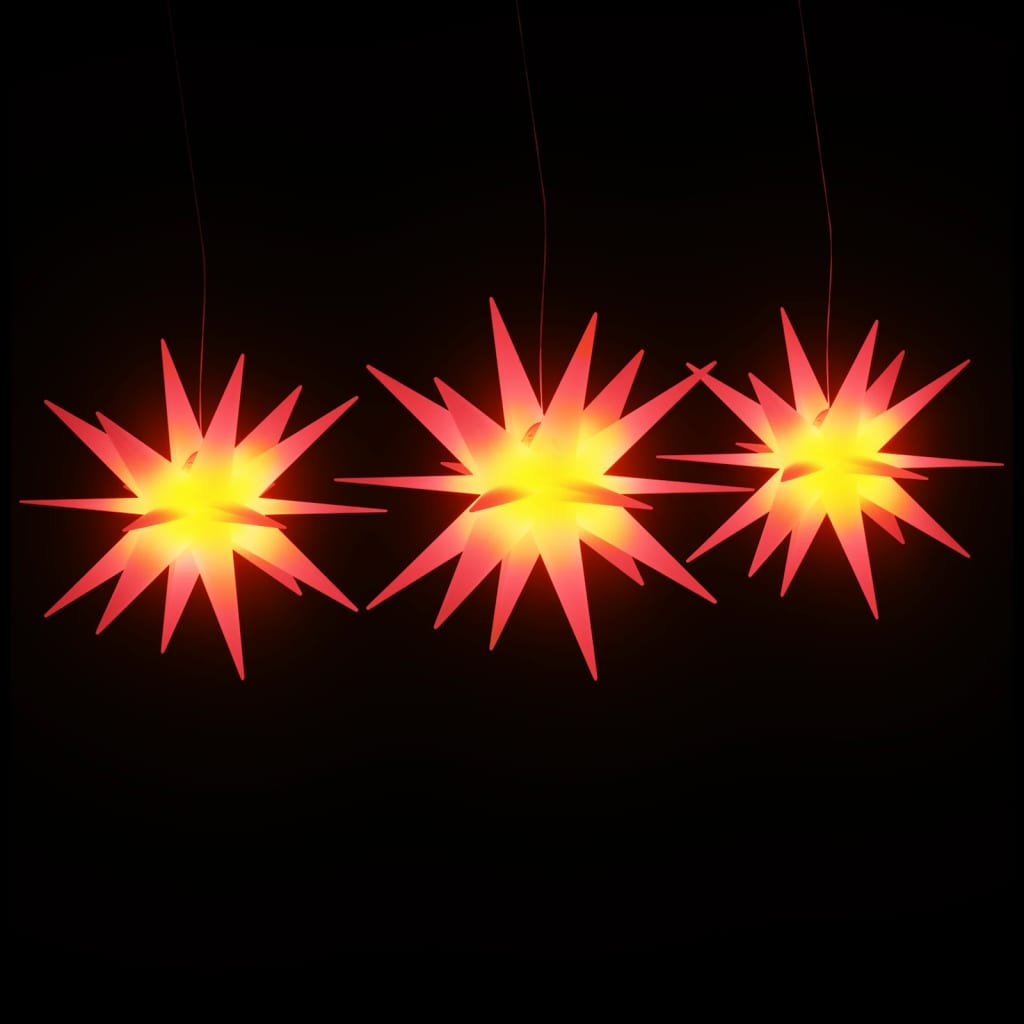 juledekoration med LED-lys 3 stk. foldbar rød