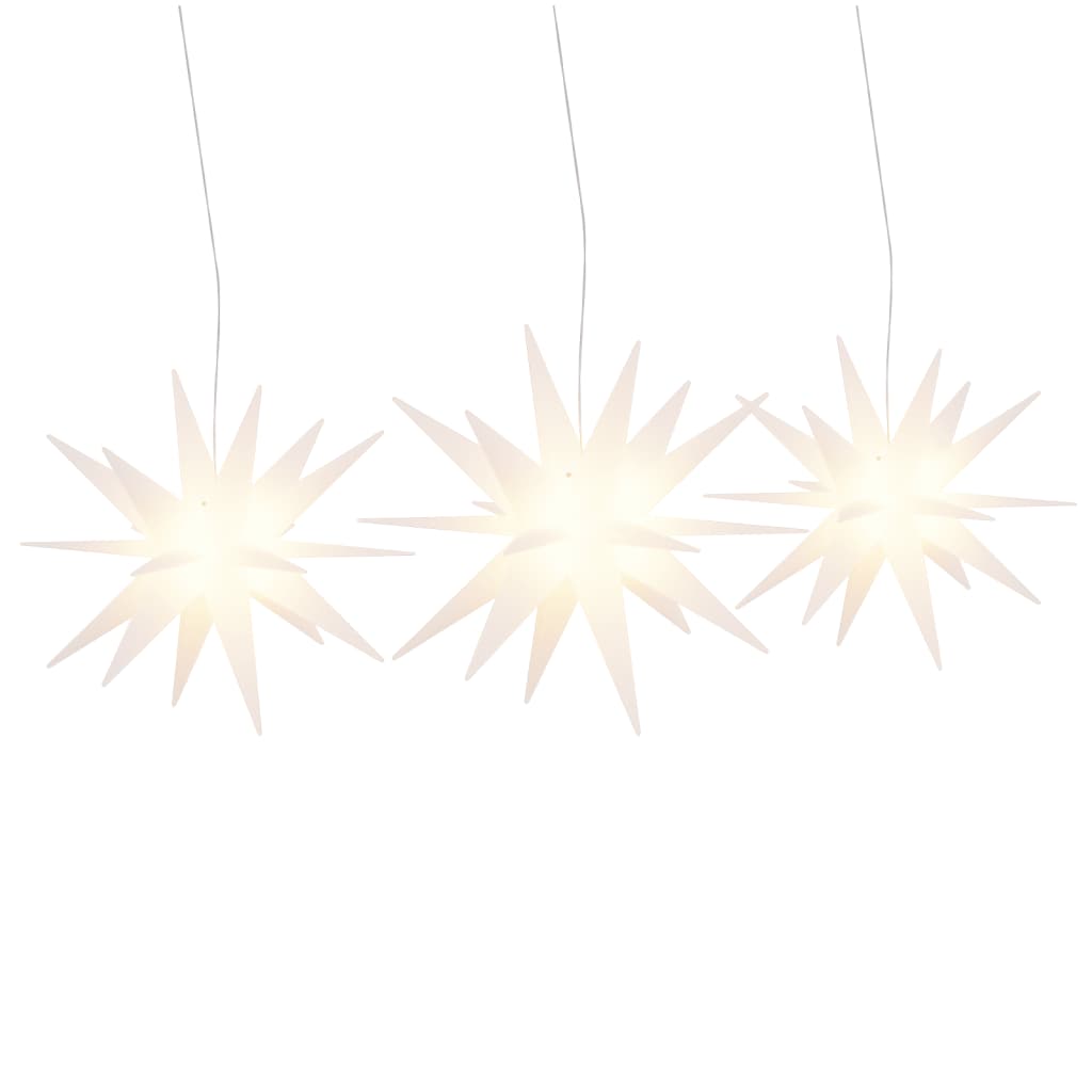 juledekoration med LED-lys 3 stk. foldbar hvid