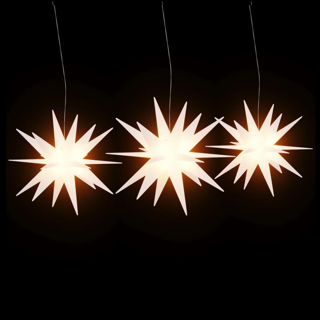 juledekoration med LED-lys 3 stk. foldbar hvid