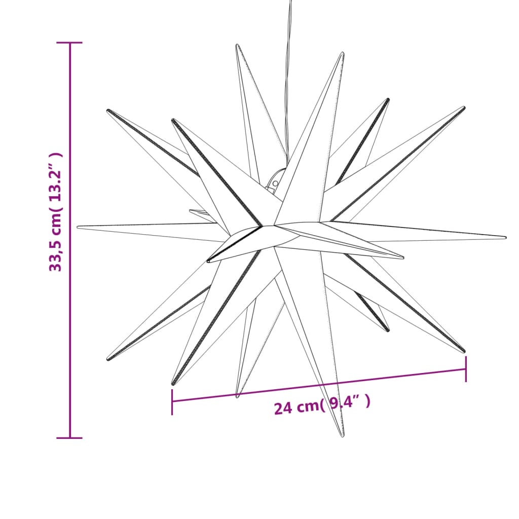 juledekoration med LED-lys 3 stk. foldbar gul