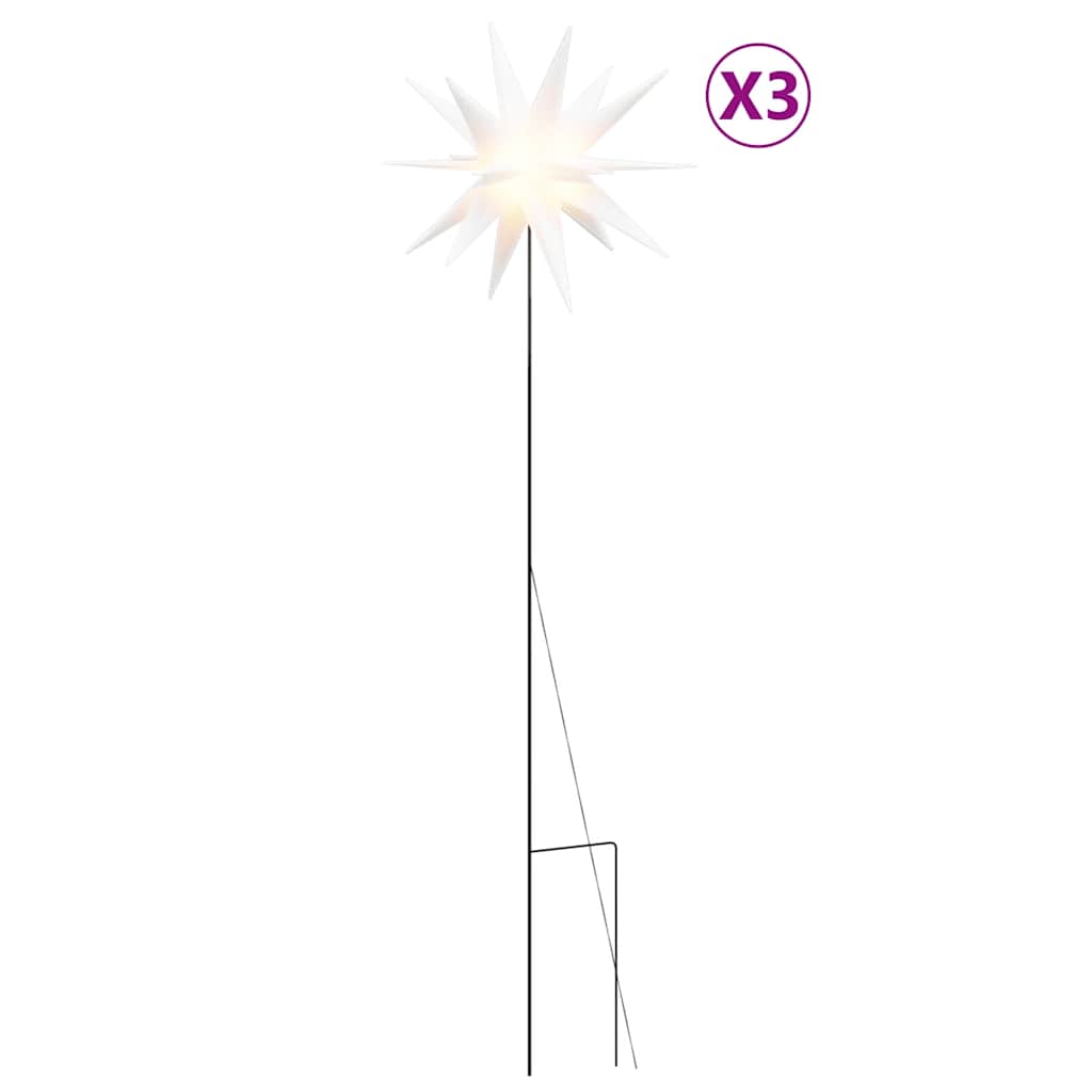 juledekoration m. LED-lys og jordspyd 3 stk. 35 cm foldbar hvid