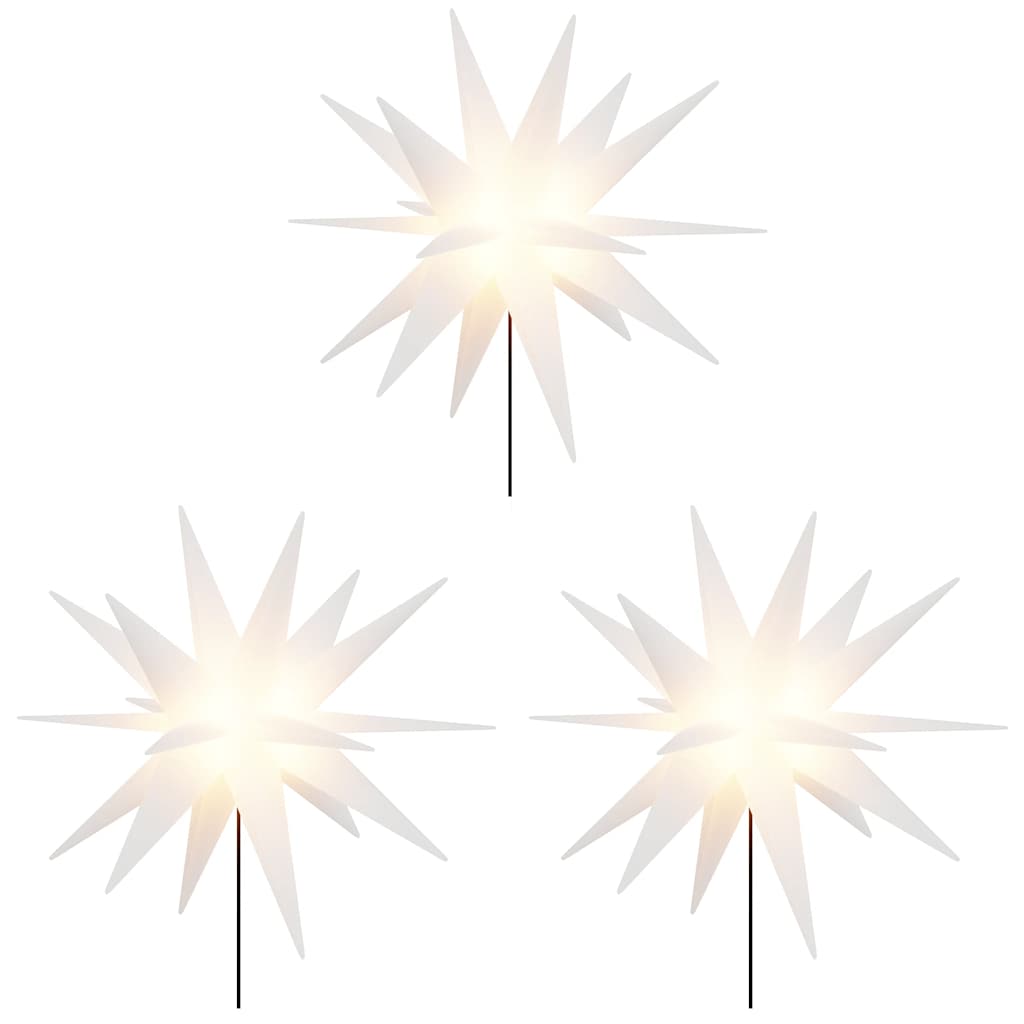 juledekoration m. LED-lys og jordspyd 3 stk. 35 cm foldbar hvid