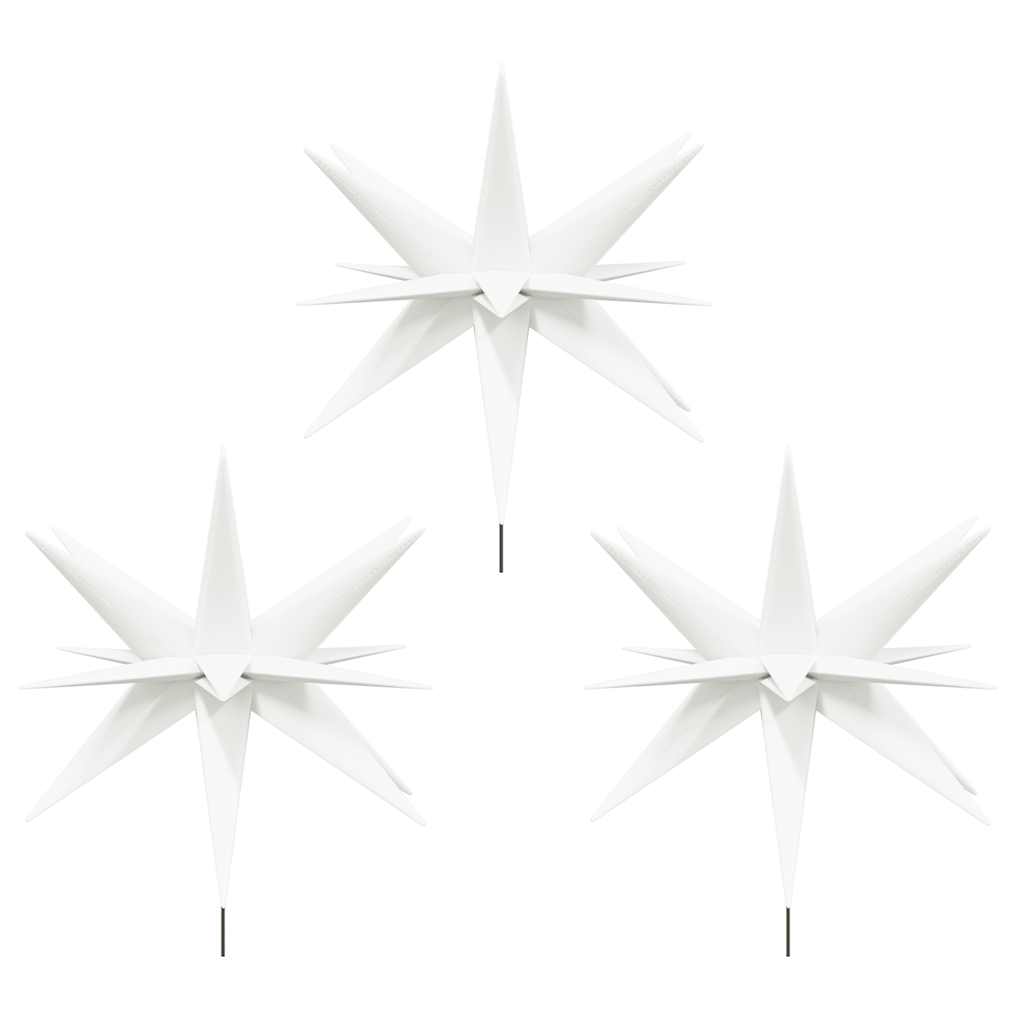 juledekoration m. LED-lys og jordspyd 3 stk. 35 cm foldbar hvid