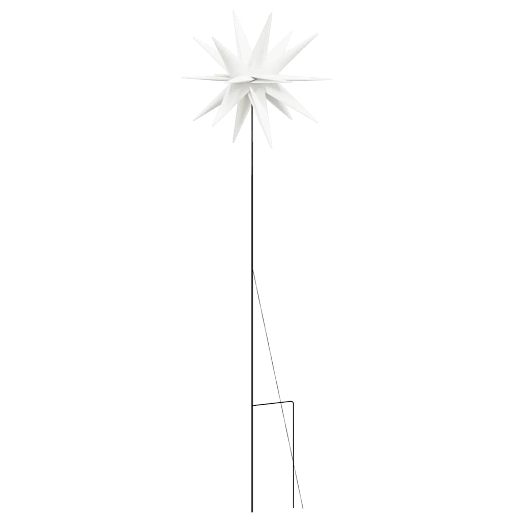 juledekoration m. LED-lys og jordspyd 3 stk. 35 cm foldbar hvid