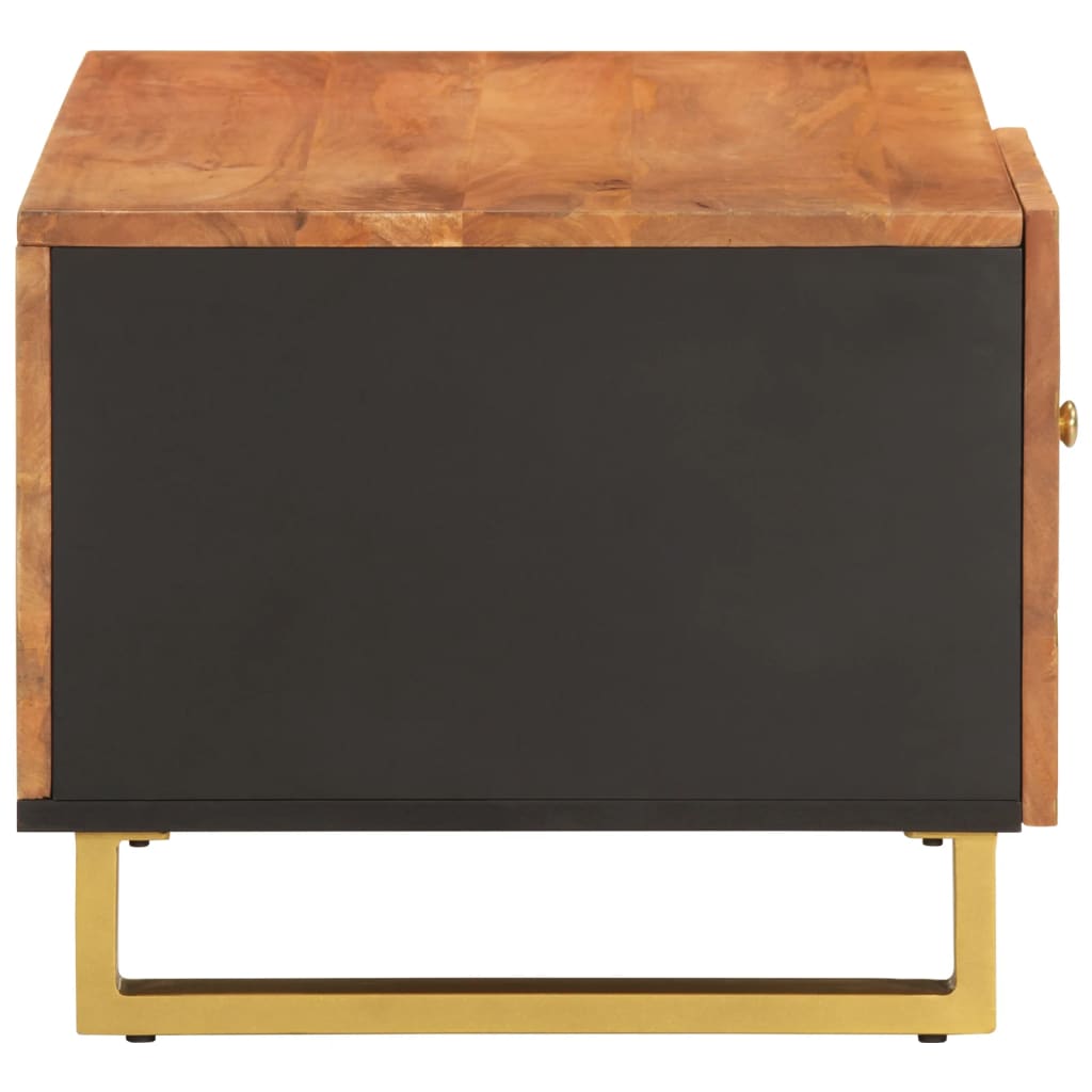 sofabord 80x50x40 cm massivt mangotræ brun og sort