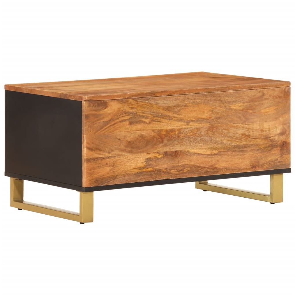 sofabord 80x50x40 cm massivt mangotræ brun og sort