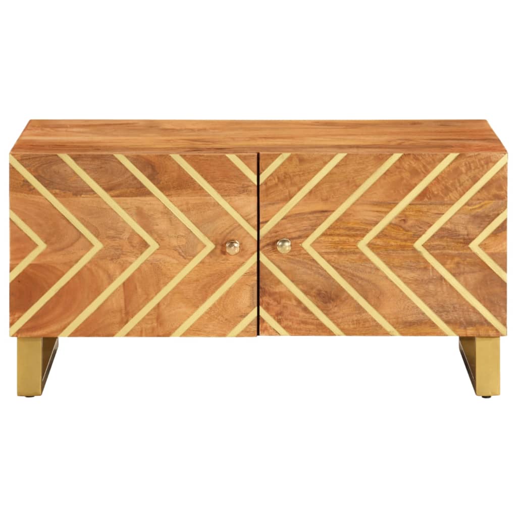 sofabord 80x50x40 cm massivt mangotræ brun og sort
