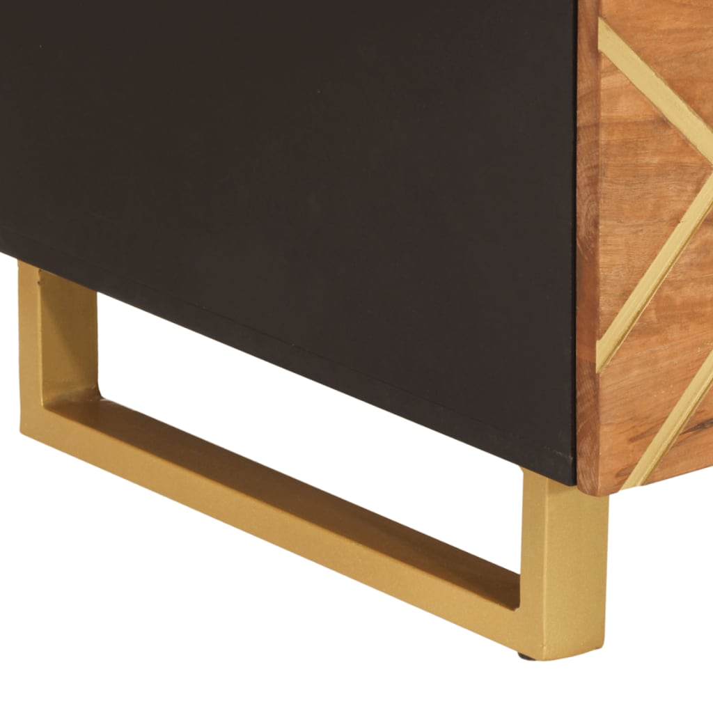 sofabord 100x54x40 cm massivt mangotræ brun og sort