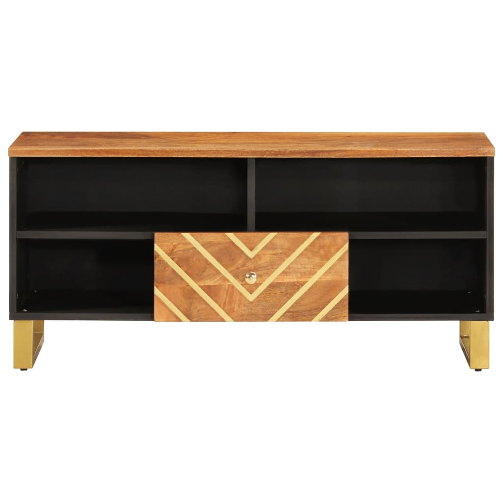 tv-bord 100x33,5x46 cm massivt mangotræ brun og sort